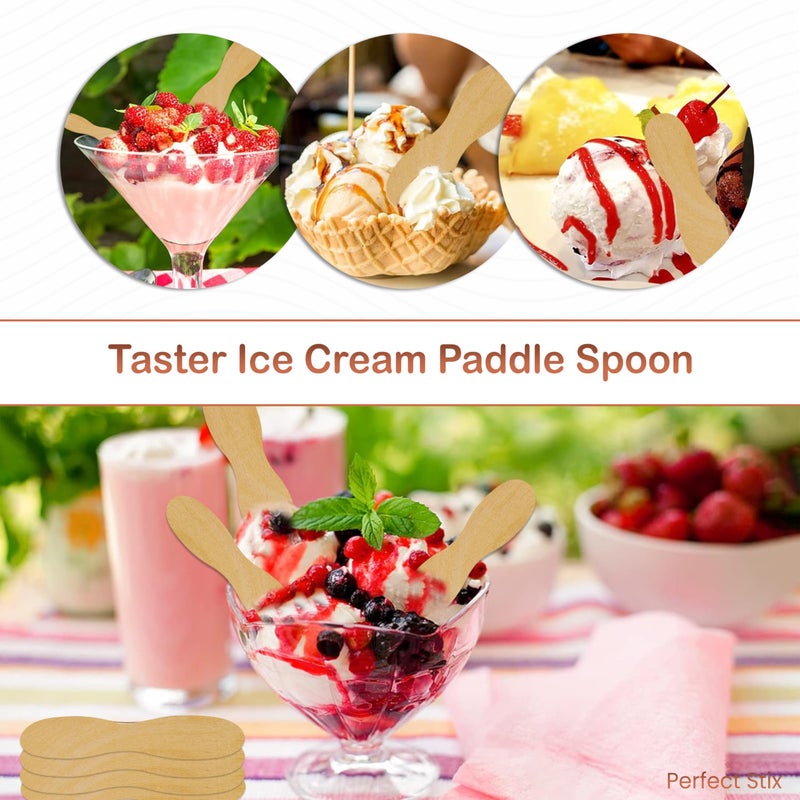 Perfect Stix - 60mm-100 60mm Birchwood Plain Taster Ice Cream Paddle Spoon, 2-3/8" Length (Pack of 100) - Image 4